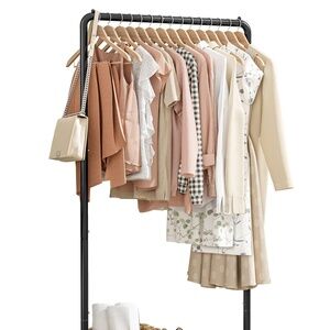 Clothing Rack With Storage Mesh Shelf & Casters, Heavy-Duty Metal